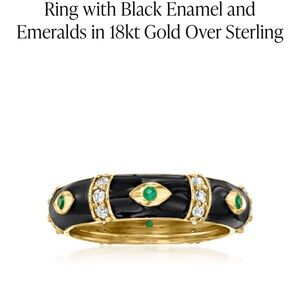 Ross Simons Black Enamel and Emerald Ring in Gold Over Sterling size 5